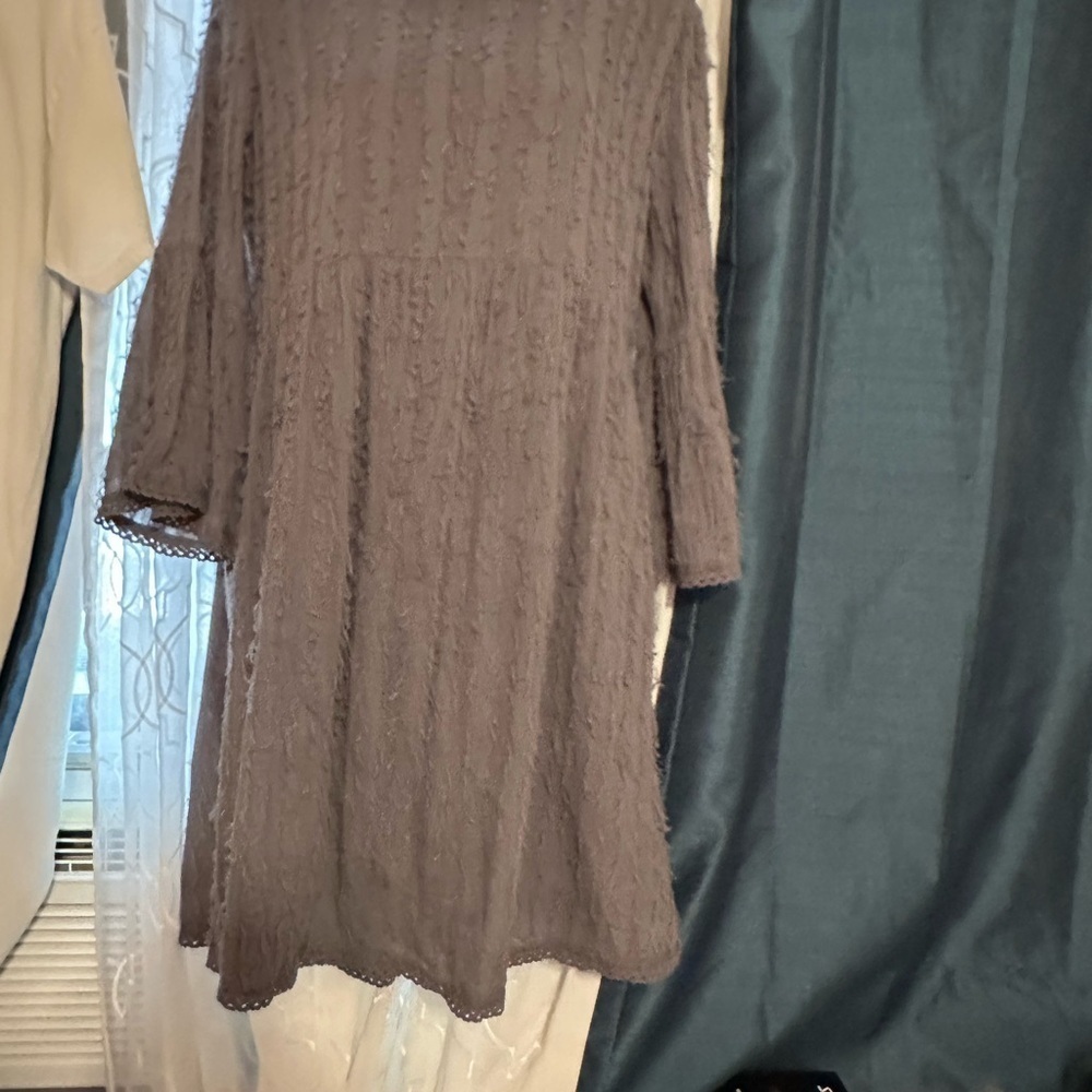 Indigo Soul Charcoal fuzzy Stitch Bo-Ho Stitch Mini Dress - Picture 6 of 12